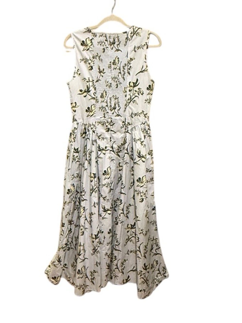 NWT J. Crew 100% Cotton White Lotus Print V‑Neck Sleeveless Midi Dress - Size 6 - Picture 9 of 9